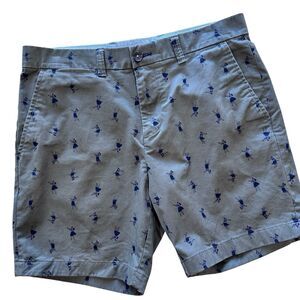 Tommy Hilfiger Men's Flex Shorts Size 33 Army Green Hula Girl Cotton Chino EUC